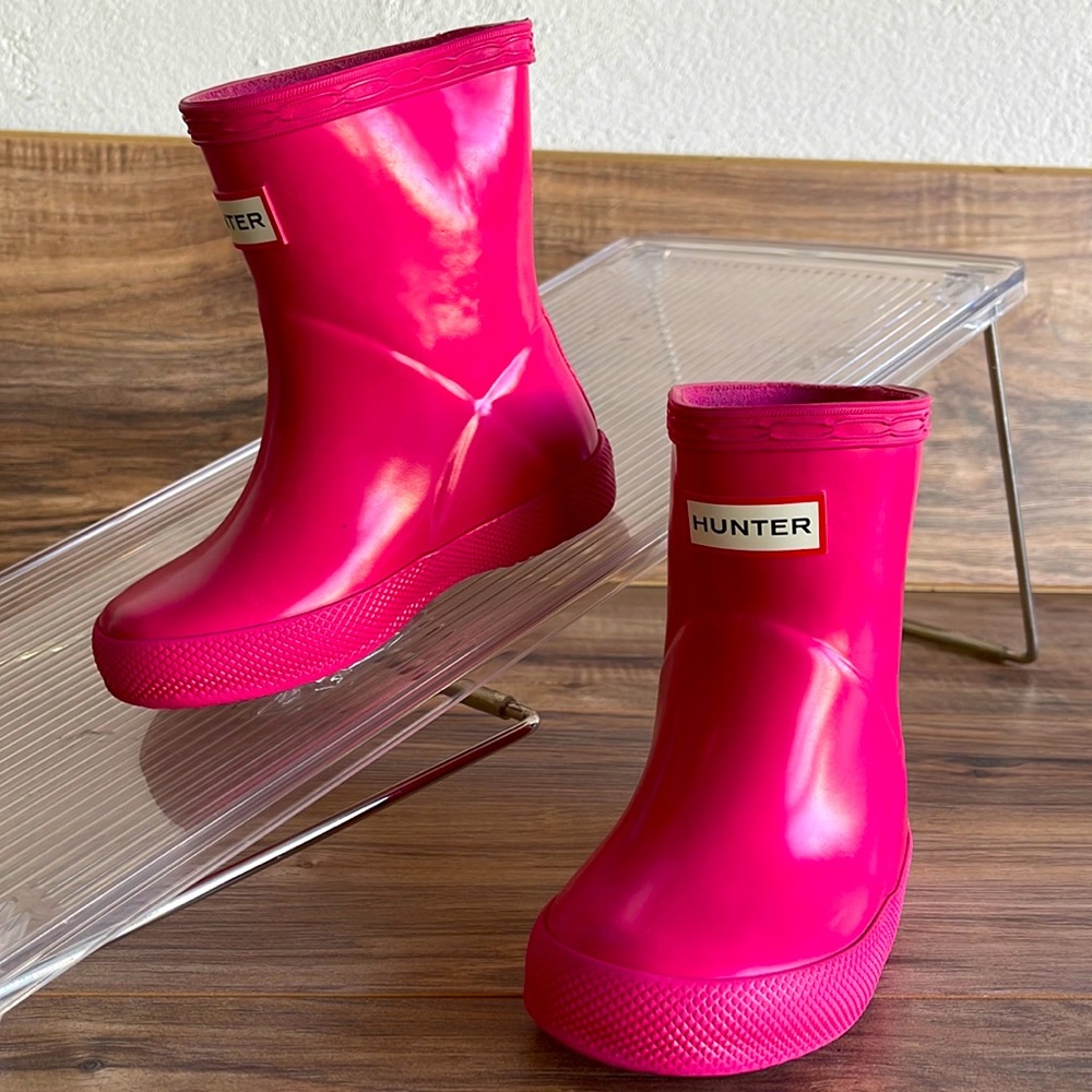 Pre-owned Hunter Rain Boots Girls Toddler Kids Pink Size 4  Good condition